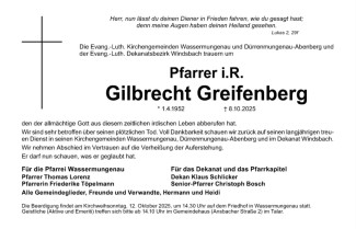 Traueranzeige Gilbert Greifenberg